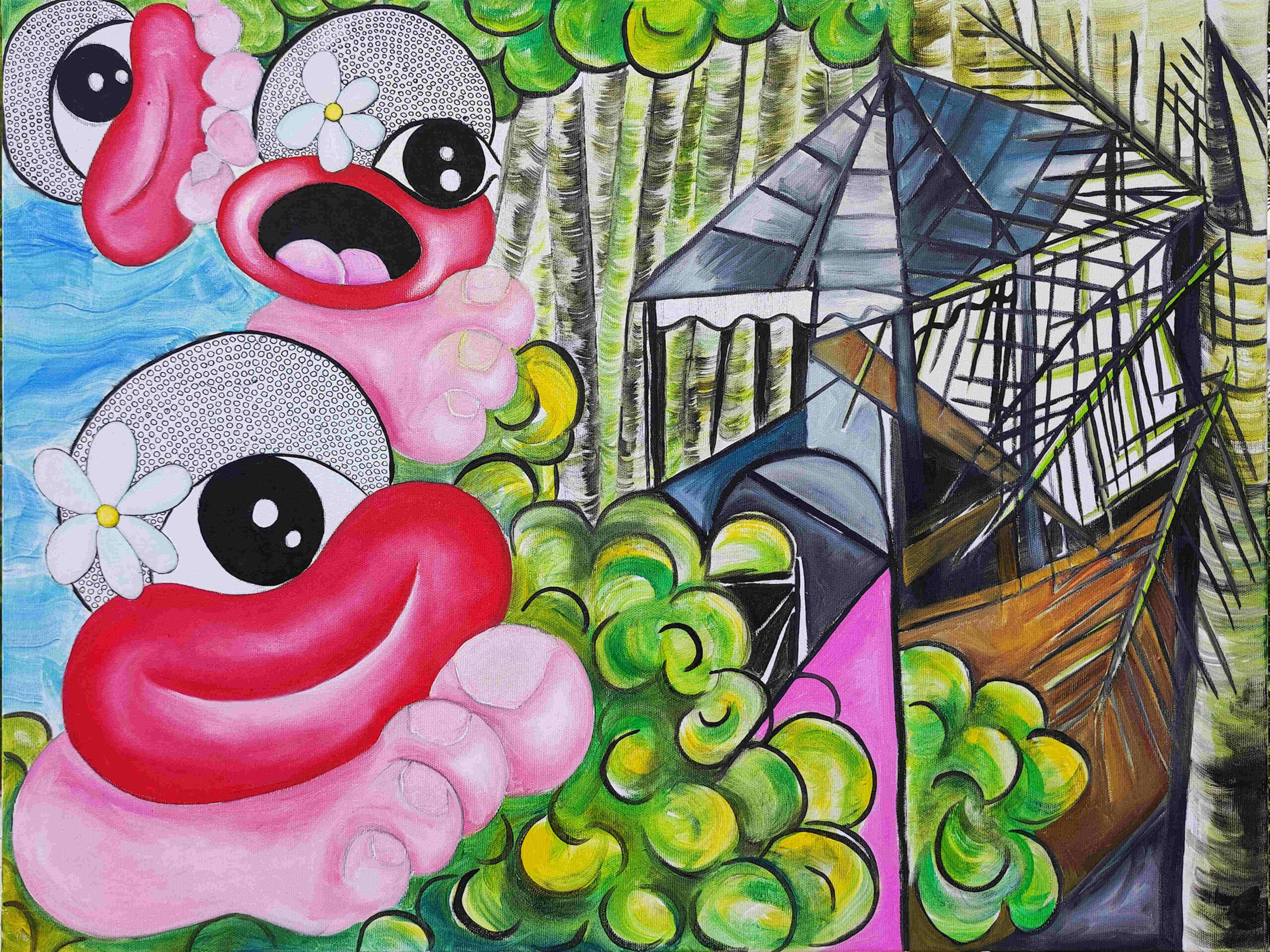 huile sur toile , Dorla, Artiste, peinture, sculpture, île de la Réunion