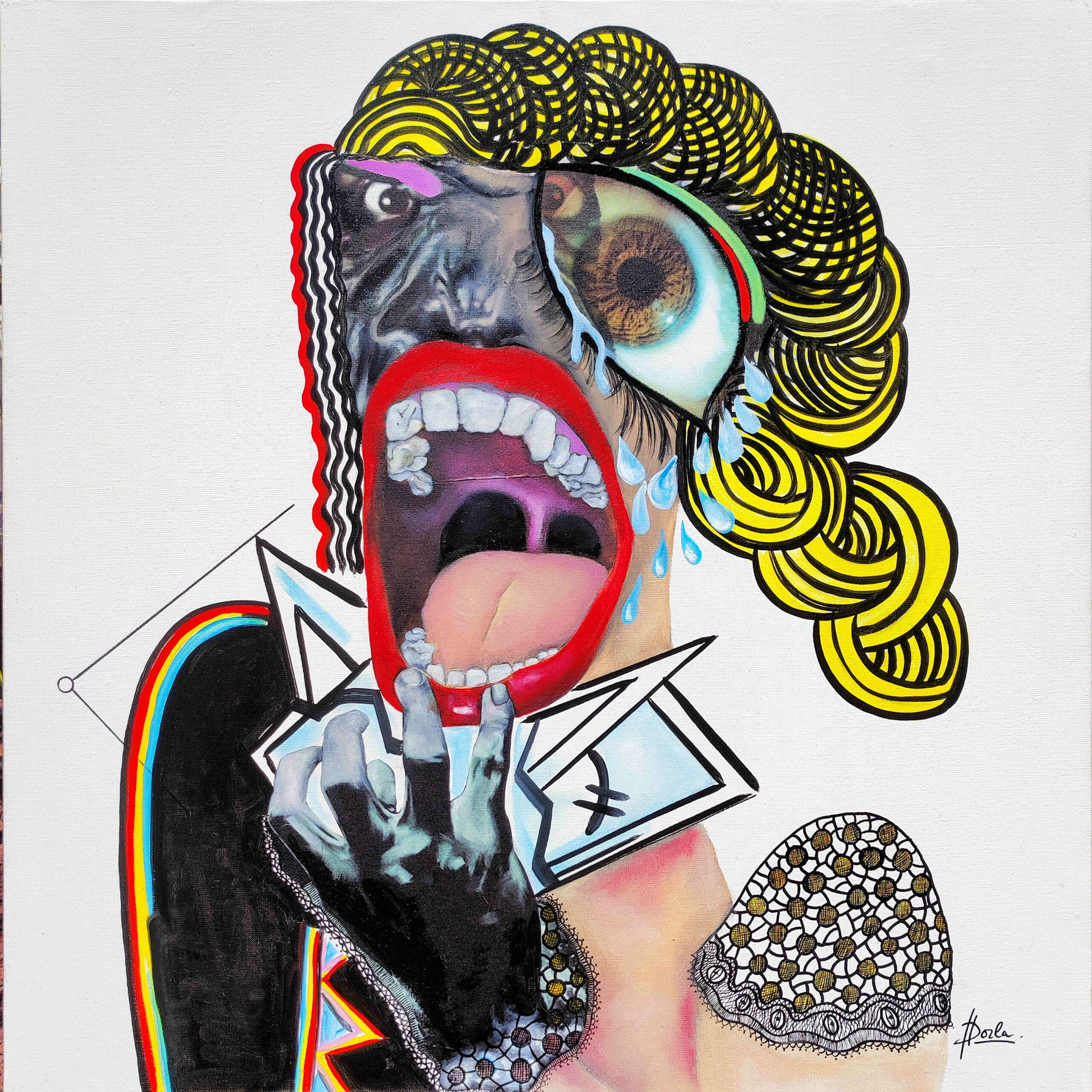 Dorla - Femme qui pleure se dévoile 1 - 80X80cm