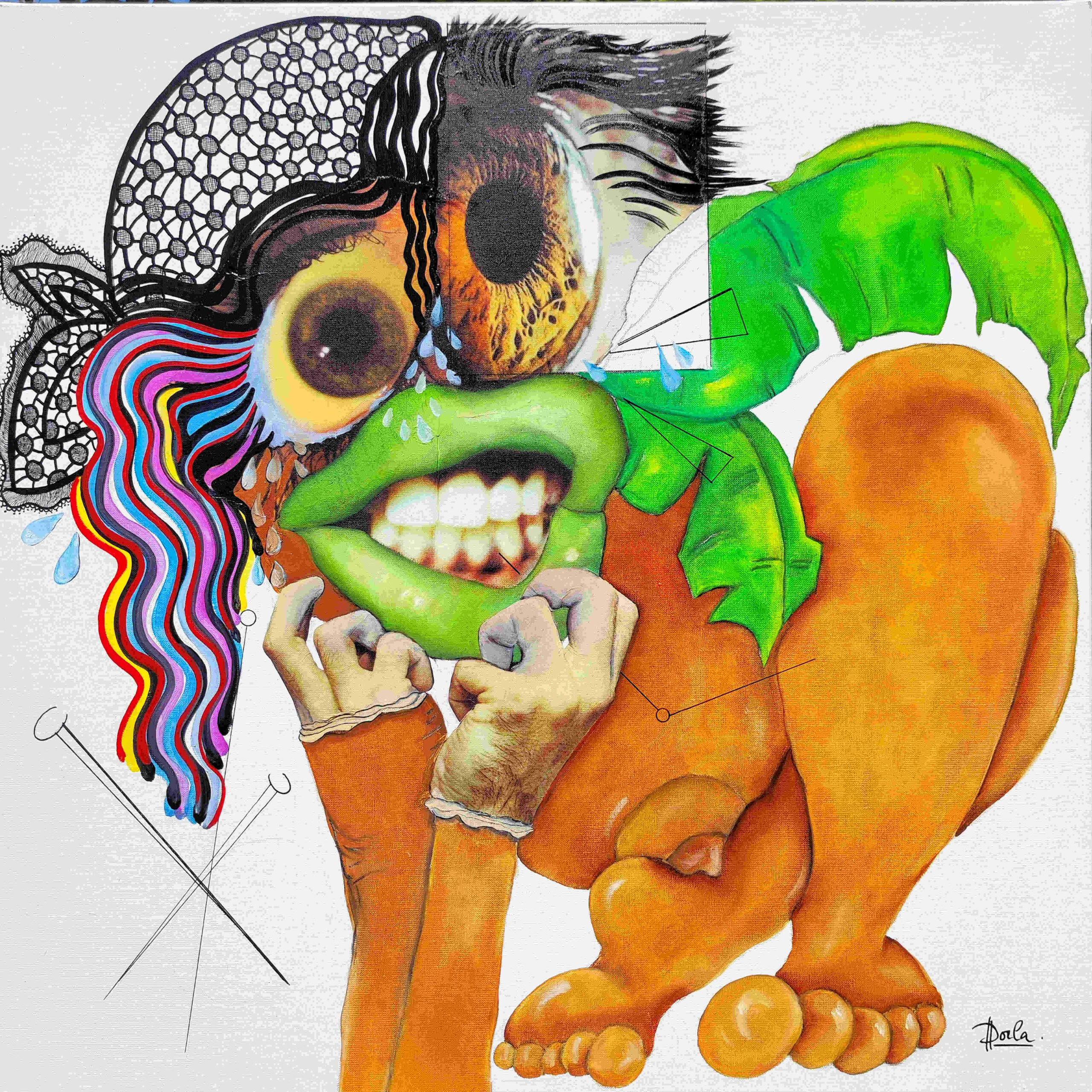 Dorla - Femme qui pleure se dévoile 3 - 80X80cm