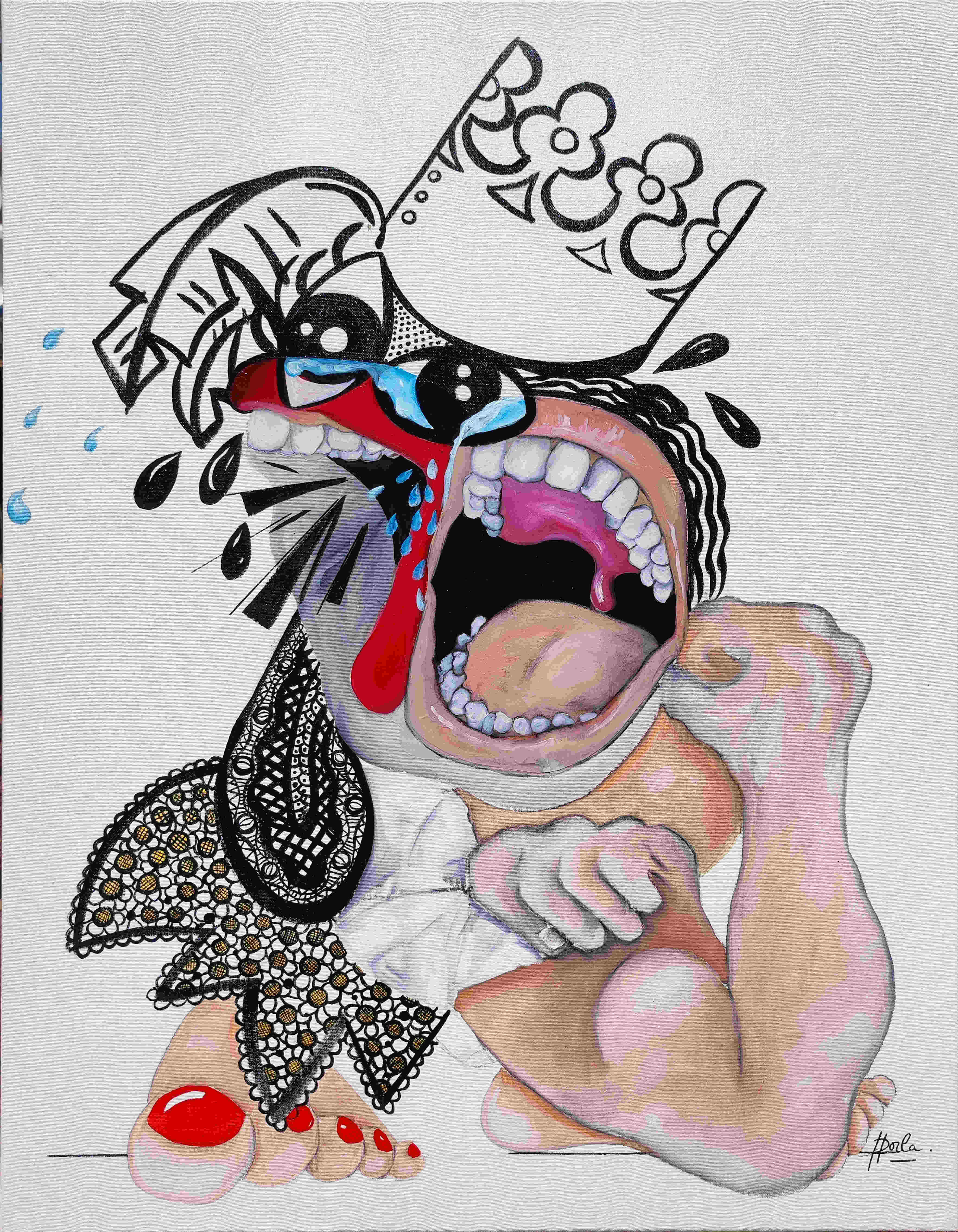 Dorla - Femme qui pleure se dévoile 6 - 90X70cm