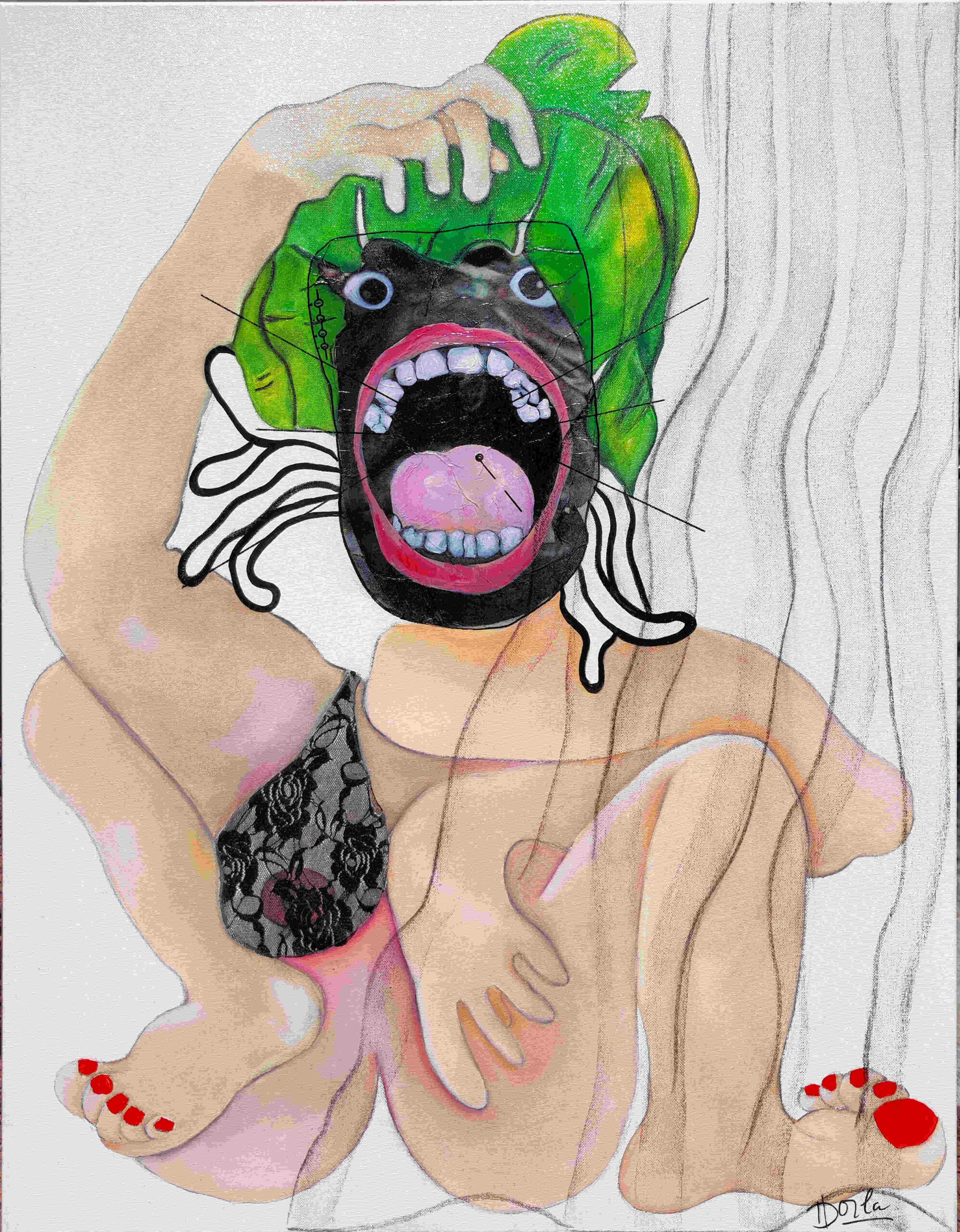 Dorla - Femme qui pleure se dévoile 7 - 90X70cm