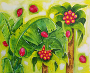 2026-10-Gardiens-du-vivant-aquarelle-et-acrylique-sur-toile-de-coton-65X80cm-Dominique-Dorla-Artiste-Ile-de-la-Reunion