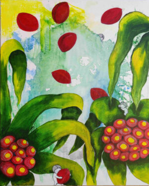 2026 11 Gardiens du vivant aquarelle et acrylique sur toile de coton 45X61cm 2026 11 Gardiens du vivant aquarelle et acrylique sur toile de coton 80x65cm Dominique Dorla Artiste Île de la Réunion