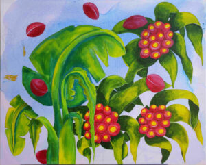 2026-9-Gardiens-du-vivant-aquarelle-et-acrylique-sur-toile-de-coton-65X80cm-Dominique-Dorla-Artiste-Ile-de-la-Reunion