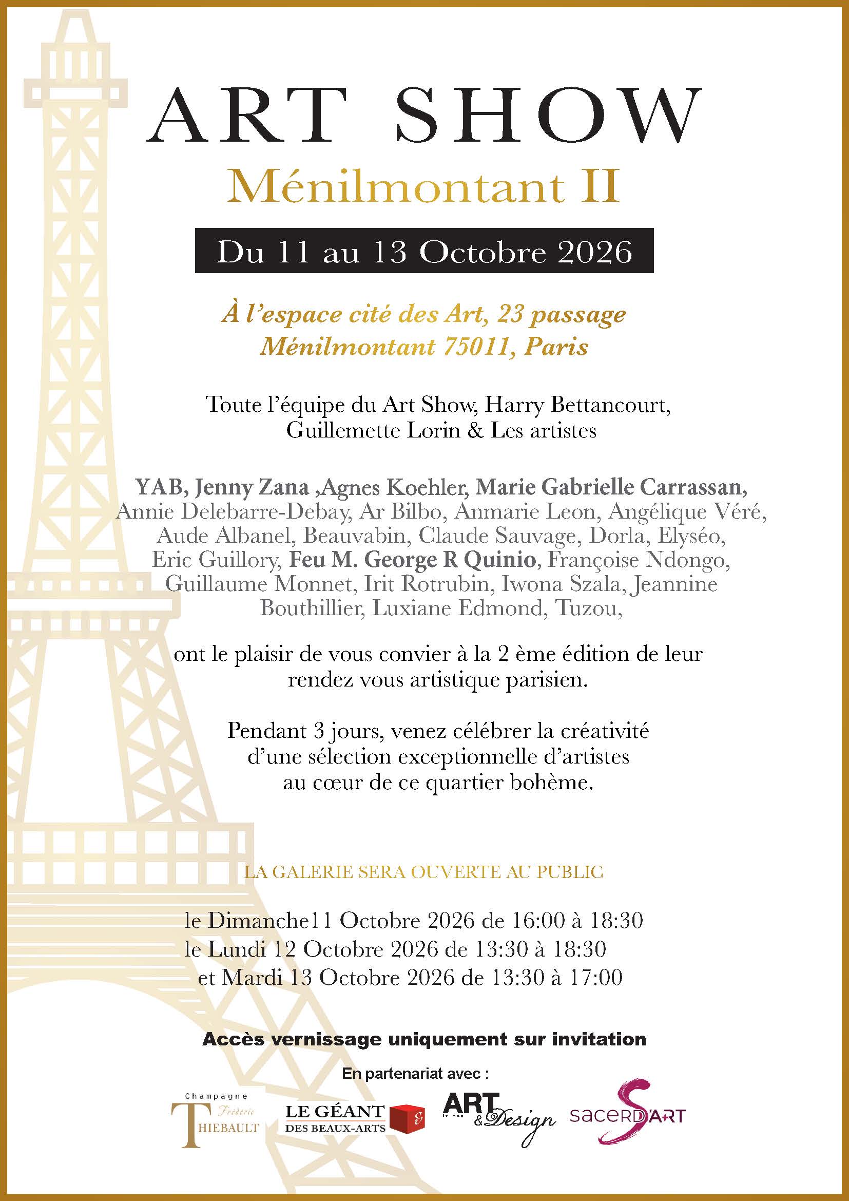 Art Show Menilmontant - 11 au 13 octobre 2026